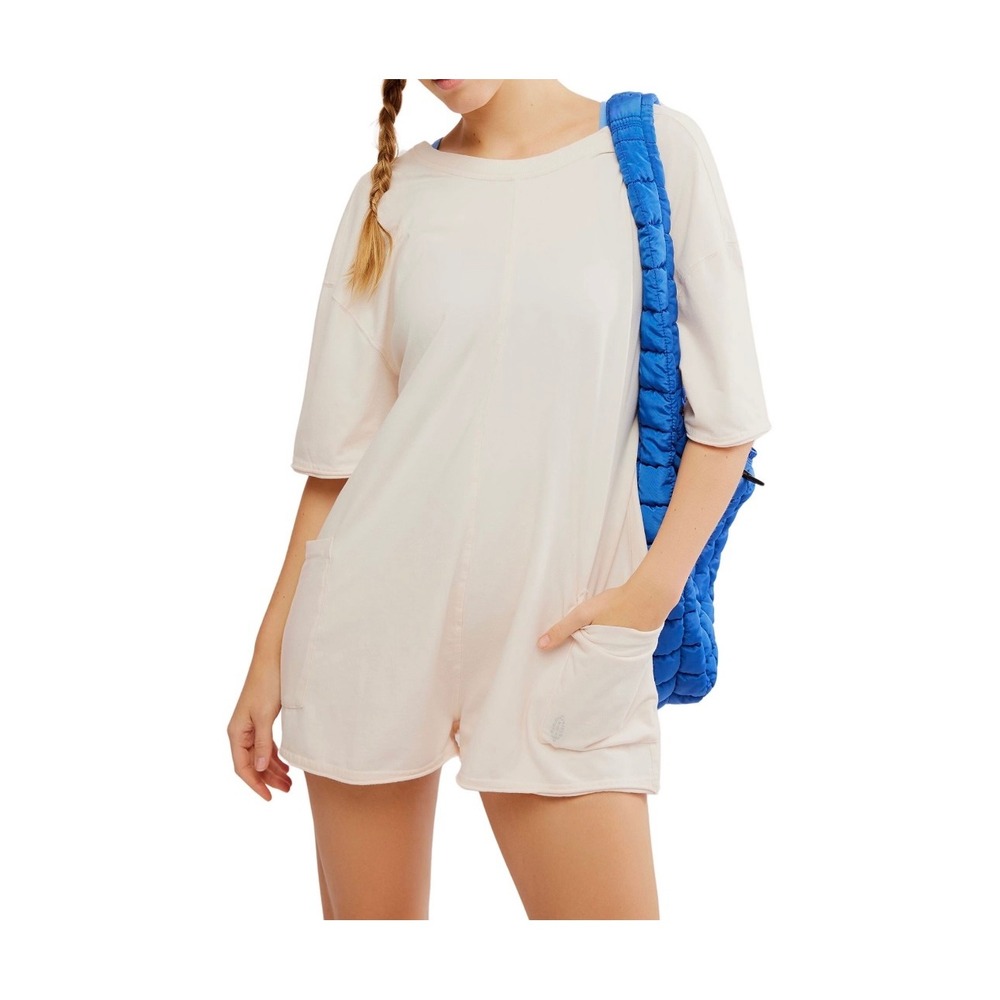 Free People Hot Shot Tee‎ Romper Size L Sand/Sable Bleached Clay Women's Large